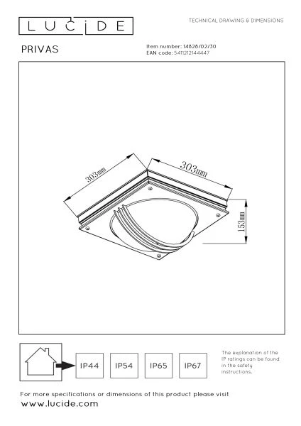 Lucide PRIVAS - Lámpara de pared Dentro/Fuera - 2xE27 - IP44 - Negro - TECHNISCH